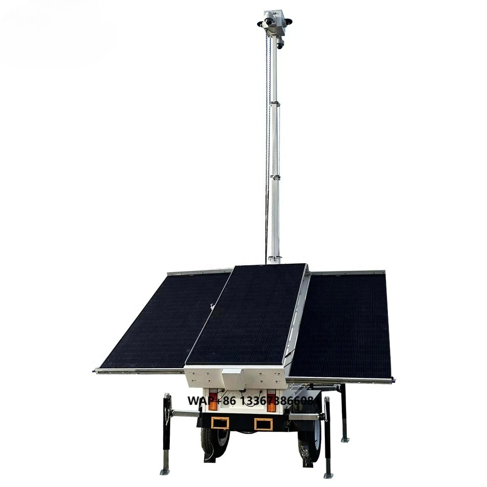 Solar Panel Surveillance Trailer Energy Utility Trailer Tool Trailer with Solar Panel with DC 24V for Urban Activity Safety