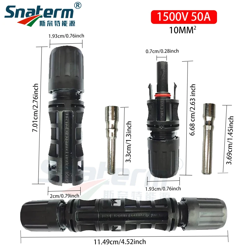 Solar Connector 30A 50A Branch parallel connection 1000V/1500VDC Electrical Solar PV Plug Photovoltaic Panel Cable Wire Connect