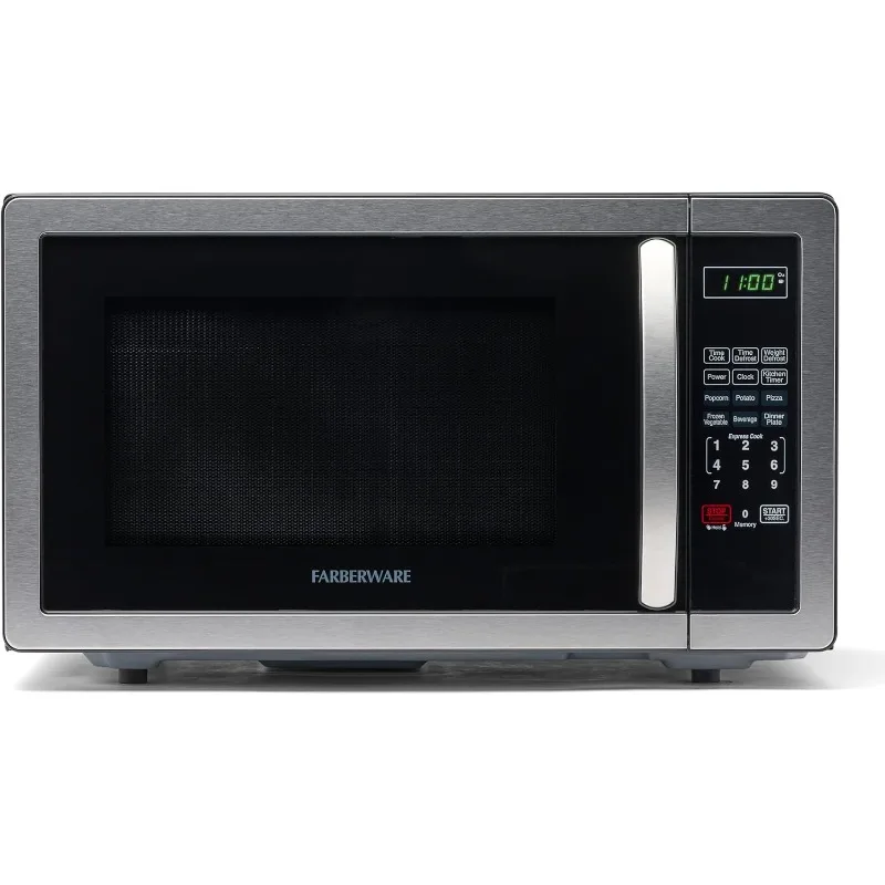 

Countertop Microwave 1000 Watt, 1.1 Cubic Feet - Microwave with LED Lighting and Child Lock Easy Clean Stainless Steel