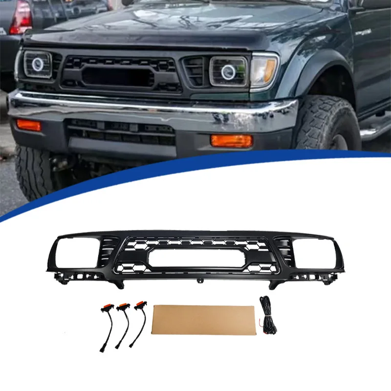 grille-de-voiture-modifiee-trd-pour-toyota-tacoma-1995-1996-1997-avec-decoration-en-maille-et-3-petites-lumieres-jaunes