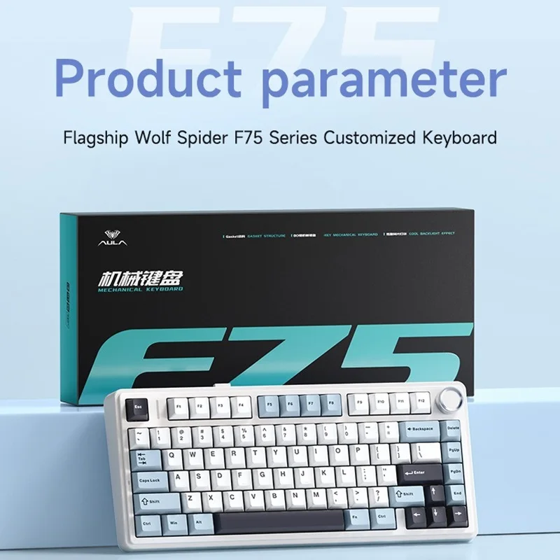 Imagem -01 - Aula F75 Teclado Mecânico Personalizado do Jogo sem Fio ou com Fio 80 Chaves Hot-swap Pbt 75 Rgb Bluetooth 5.0 2.4g Oem Original aula f75 teclado mecanico personalizado do jogo sem fio ou com fio 80 chaves hot swap pbt 75 rgb bluetooth 50 24g oem original 01