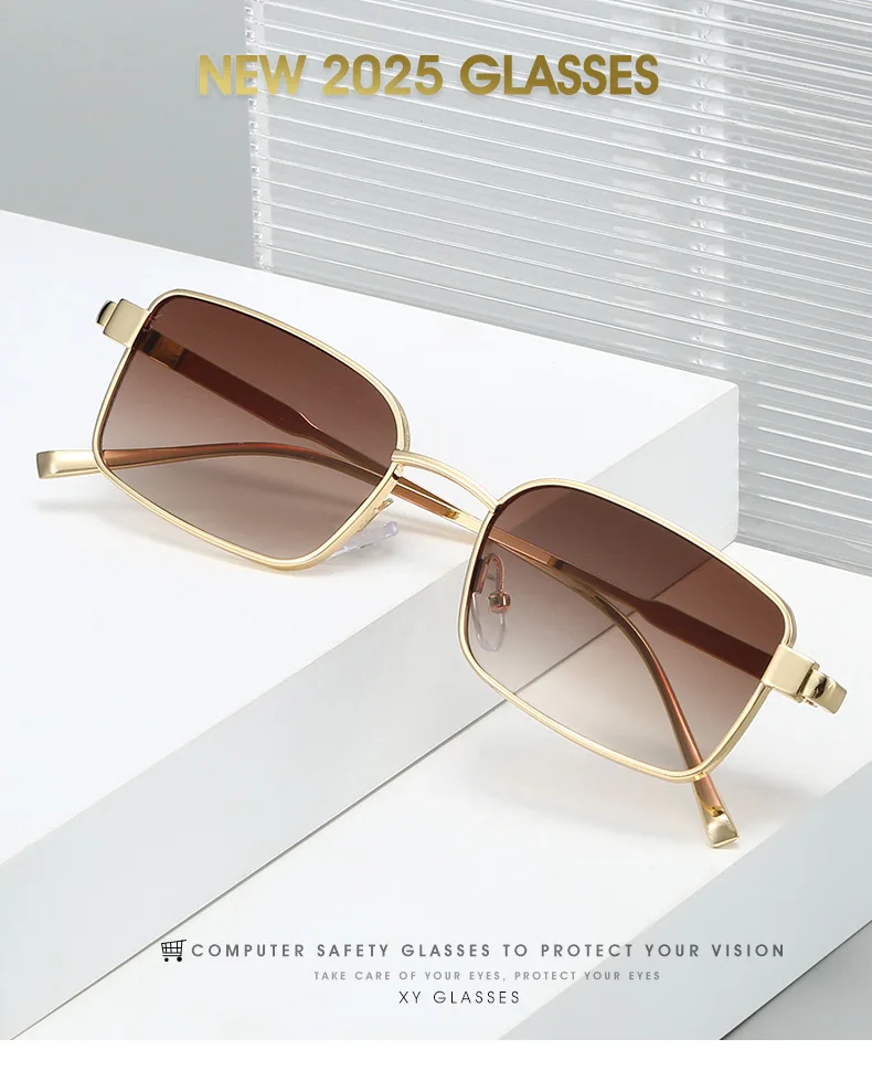 2025, vereinfachte rechteckige Sonnenbrille für Herren und Damen, Y2K-Legierung, Uv400, lässig, modisch, neue Sonnenbrille – Detail 1