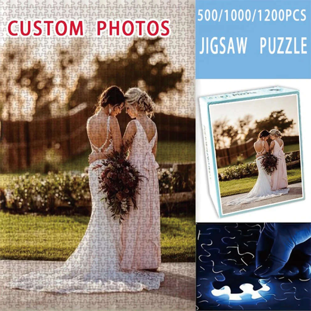 35/300/500/1000pcs Personalized Custom Photo Puzzle Family Photos DIY Photo Puzzle Portrait Handmade Birthday Gift