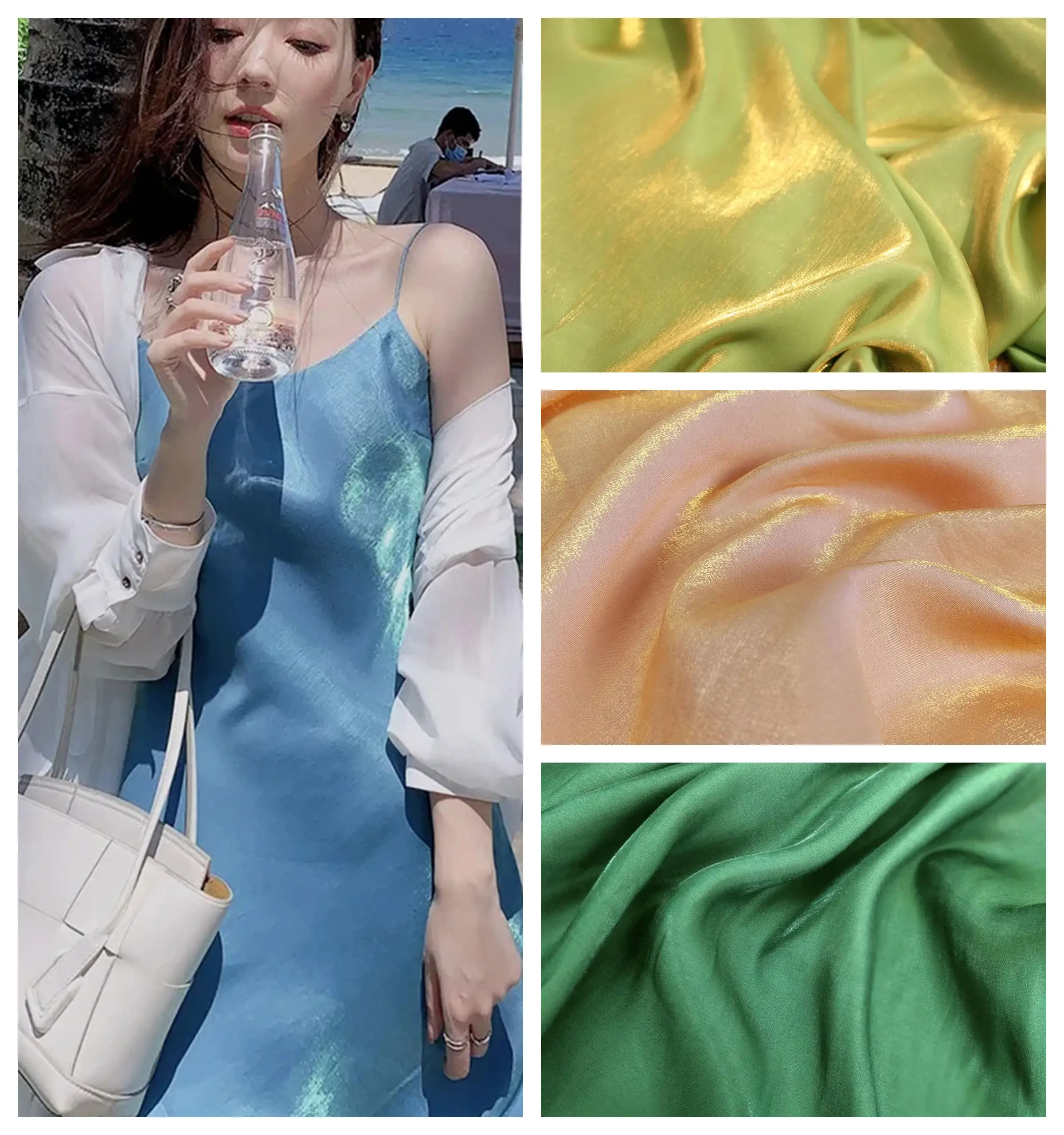 

Ткань с градиентным эффектом «Русалочья кожа» (зеркальный блеск), продается на метры, для свадебных платьев, ханьфу, рубашек, одежды для кукол, юбок, для рукоделия и шитья, зеленая