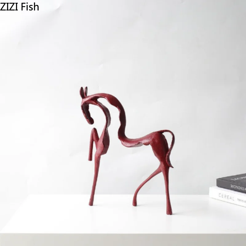Simple Creative Metal Hollow Out Horse Desktop Ornament Animal Sculpture Living Room Decoration Abstract Crafts Home Decoration