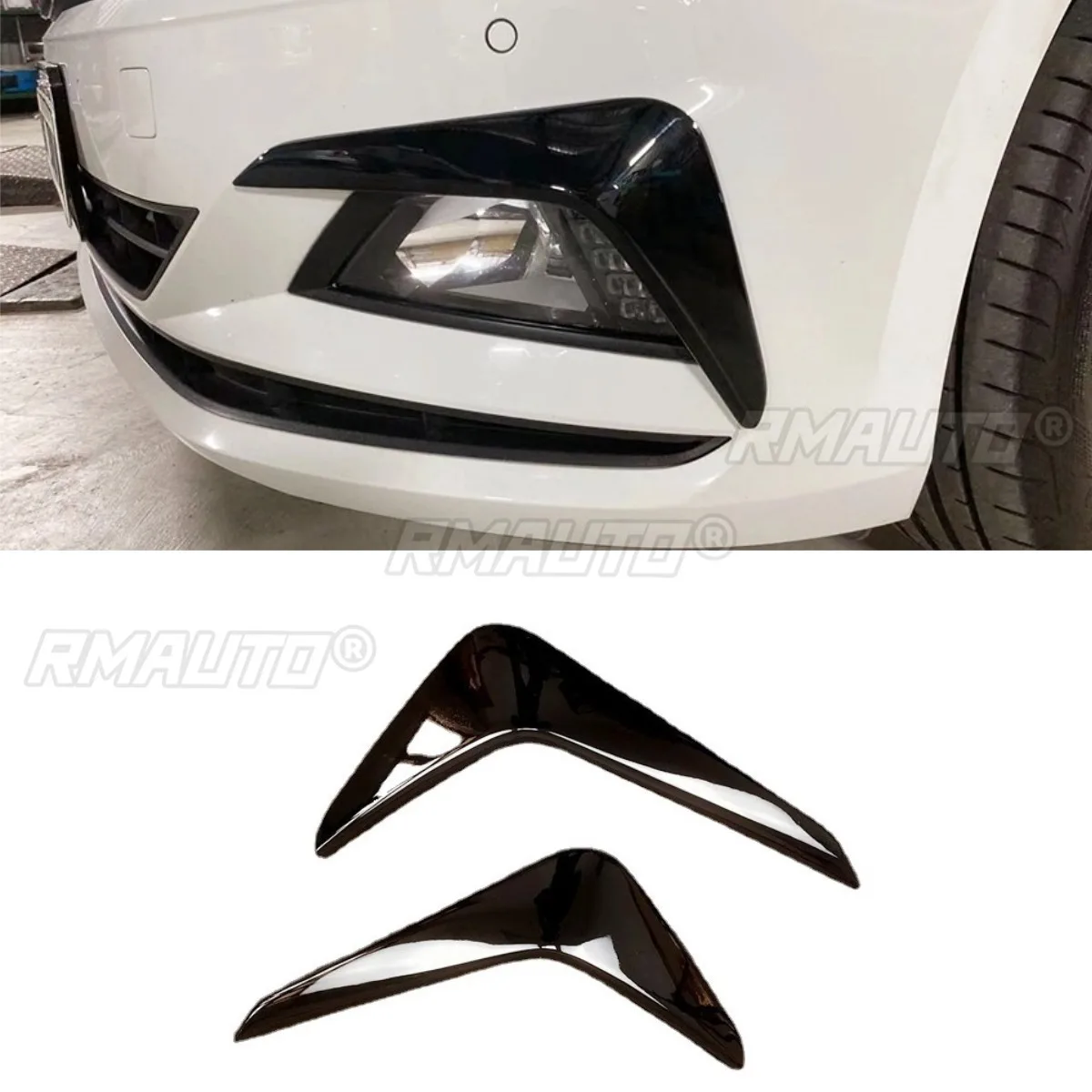 

For Volkswagen POLO PLUS 2019+ Car Front Bumper Fog Light Eyebrow Fog Light Decorative Frame Front Bumper Spoiler
