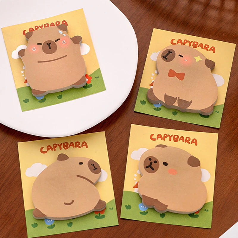 12/40 pçs mini capivara dos desenhos animados nota pegajosa crianças papelaria presente escola prêmio festa de aniversário favores goodie saco