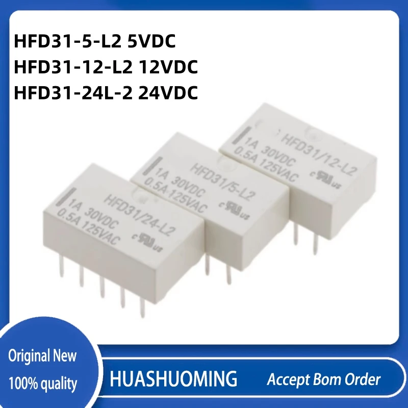 

10PCS/Lot New HFD31-5-L2 HFD31-12-L2 HFD31-24-L2 10PINS 1A 3VDC 5VDC 12VDC 24VDC
