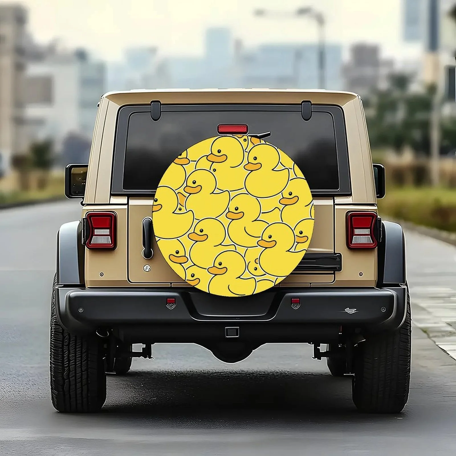 1pc Cartoon Ducks Pattern Themed Tire Cover Wheel Cover, Trendy Universal Wheel Cover Tire Cover Wheel Protection Cover, Suitabl