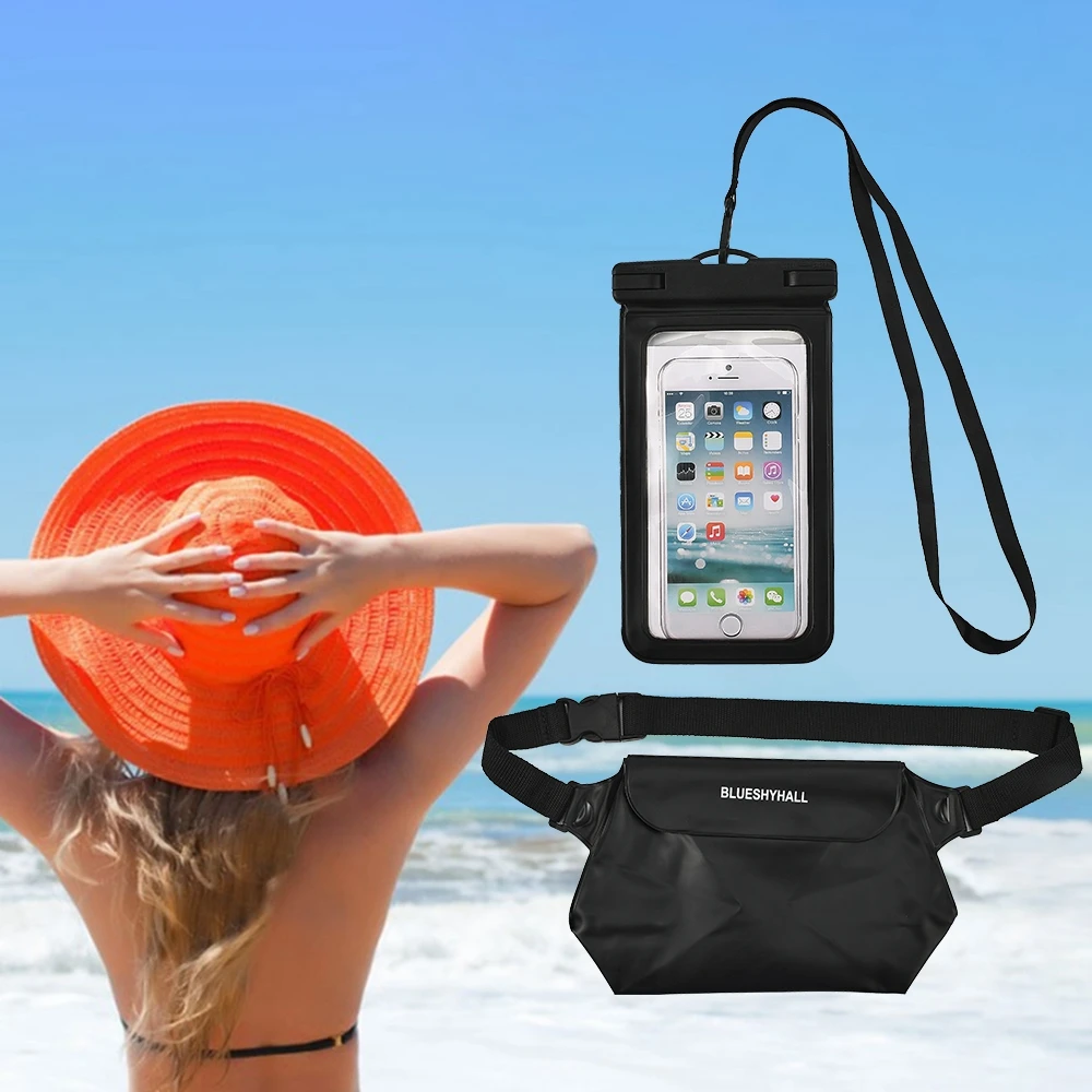 3 Sets of Waterproof Phone Pouch and Waist Storage Bag, Outdoor Sports Swimming Fishing Surfing Rafting Boating Kayak Canoeing