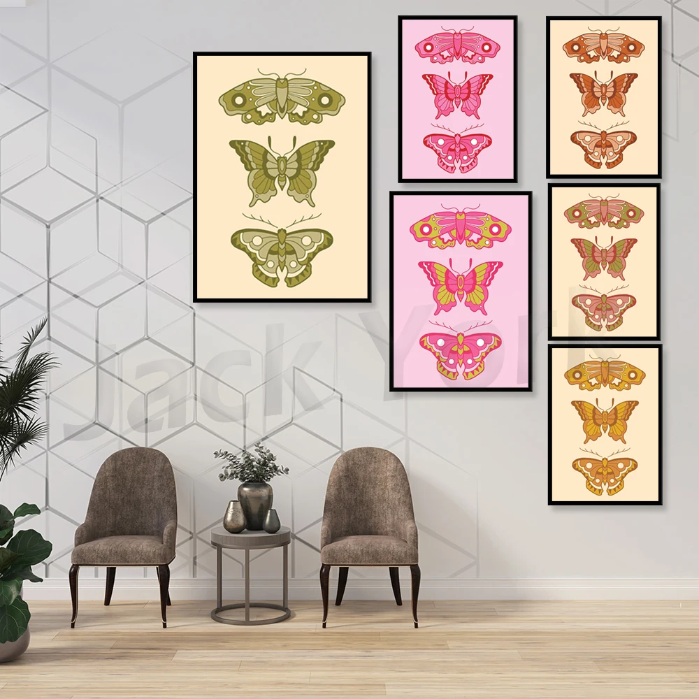 Retro Butterfly and Moth Art Print | A Traditional Tattoo Flash | Vintage Wall Decor | Digital Artwork