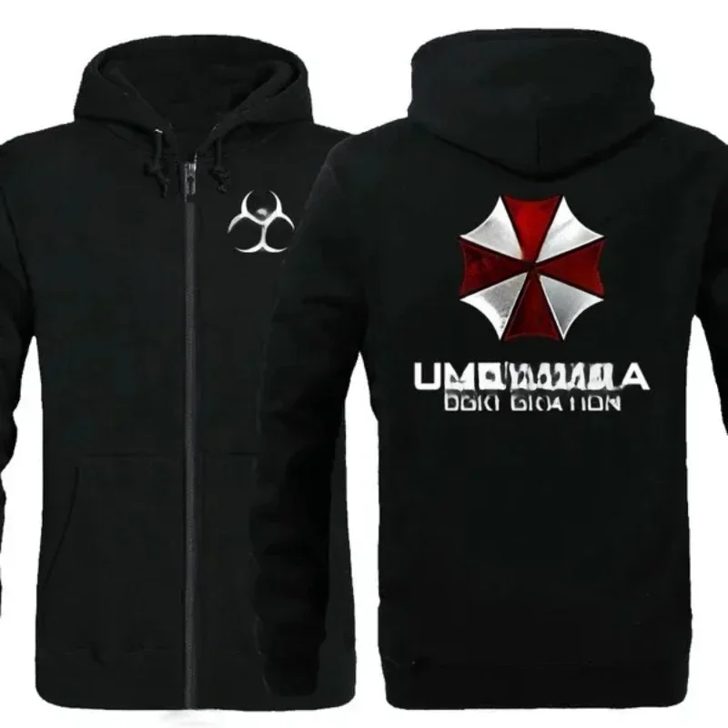 Fashion Unisex Zipper Hoodies Umbrella C-Corporation Print Sweatshirts Fleece Winter Jackets Mens Hooded Jacket Coats Tops