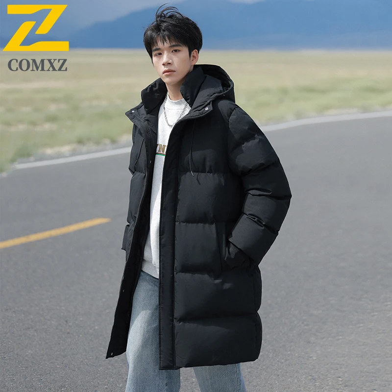 2025 Men's Winter Ski Jacket Brand Fashion Solid Color Thick Warm Long Parka Casual Solid Color Windproof Cotton Coat Men puffer