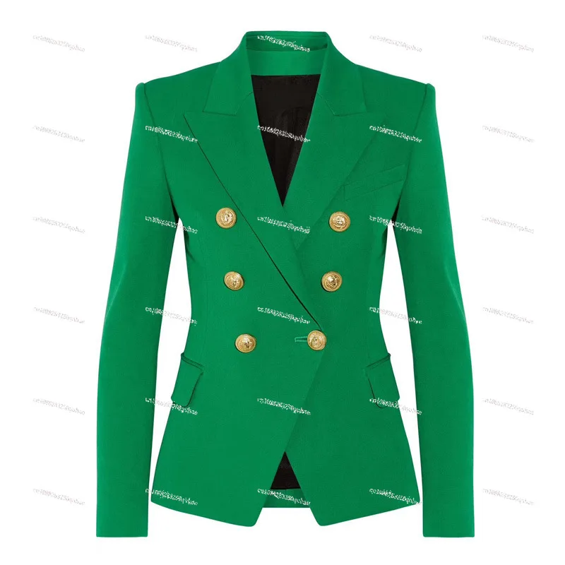 

stars fashion new double-breasted lion metal buckle slim suit small jacket emerald