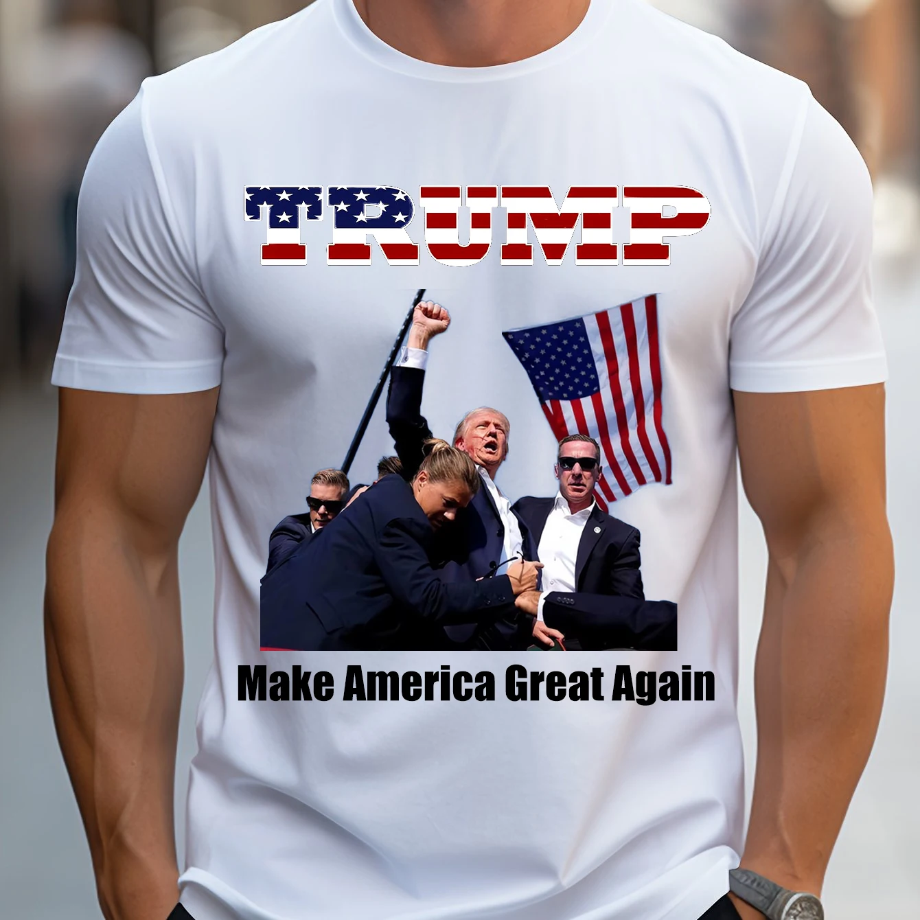 High Quality Trump I'll Be Back Print T-shirt Elect Donald Trump 2024 Election T-Shirt Clothing Summer Breathable O-Neck T Shirt