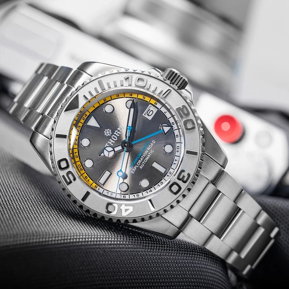 Imagem -02 - Relógio Thorn Gmt Diver Titanium Vidro Safira Impermeável ar Coating Ceramic Bezel Relógio de Pulso Mecânico Automático Nh34 300m