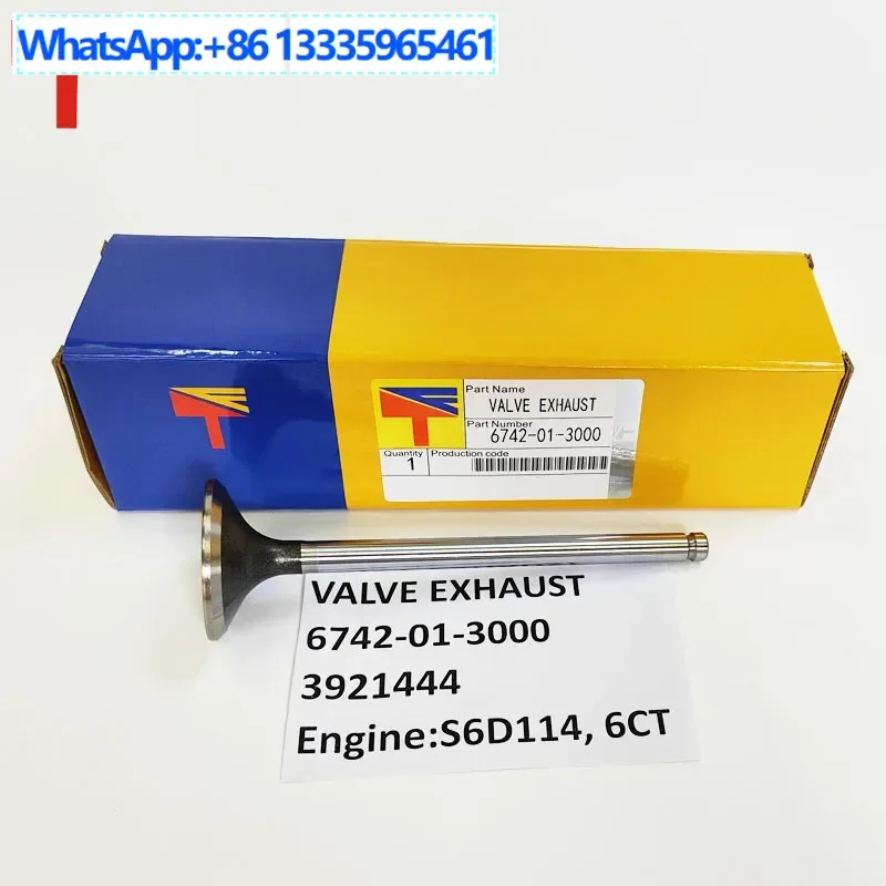 

4 шт. выпускной клапан 6742-01-3000 3921444 для строительной техники S6D114 6CT, детали двигателя
