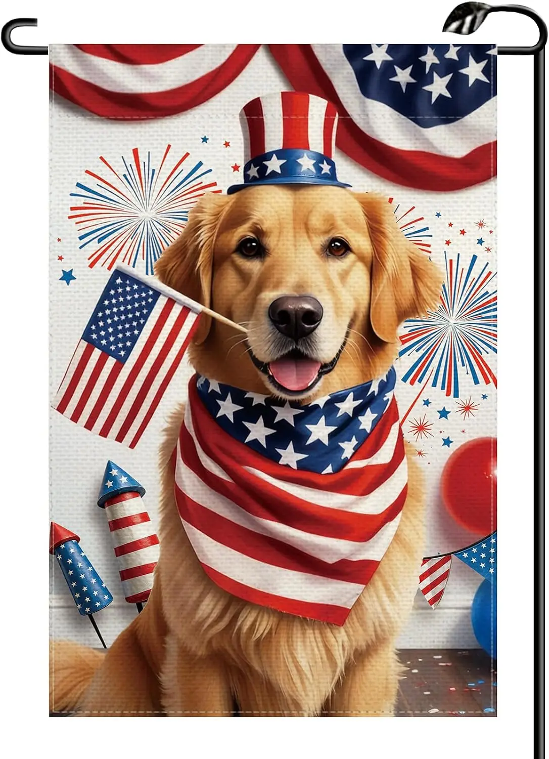4th of July Golden Retriever Dog Patriotic Garden Flag 12x18 Inch Vertical Double Sided American Independence Day Welcome Sm xxl