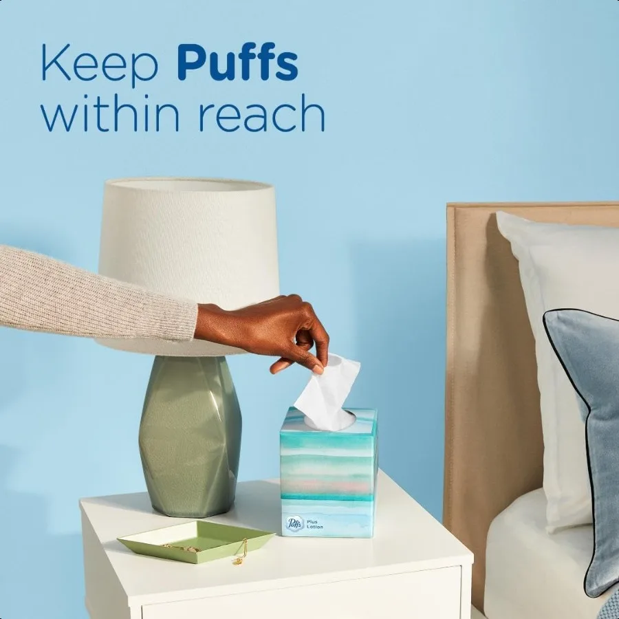 Puffs Plus Lotion Facial Tissues 10 Cubes 56 Tissues Per Box