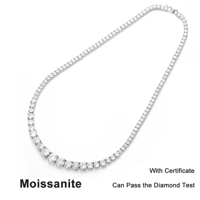 NeeTim Moissanit-Tennis-Halskette für Damen, Hochzeitsschmuck, 925er Sterlingsilber mit vergoldeten Halsketten mit Zertifikat