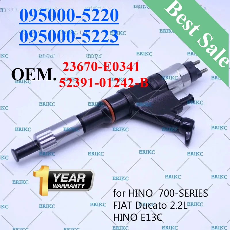 095000-5220 (23670E0341) inyector common rail de combustible diésel 095000-5223 conjunto de inyección de coche para FIAT Ducato 2.2L HINO 700-SERIES