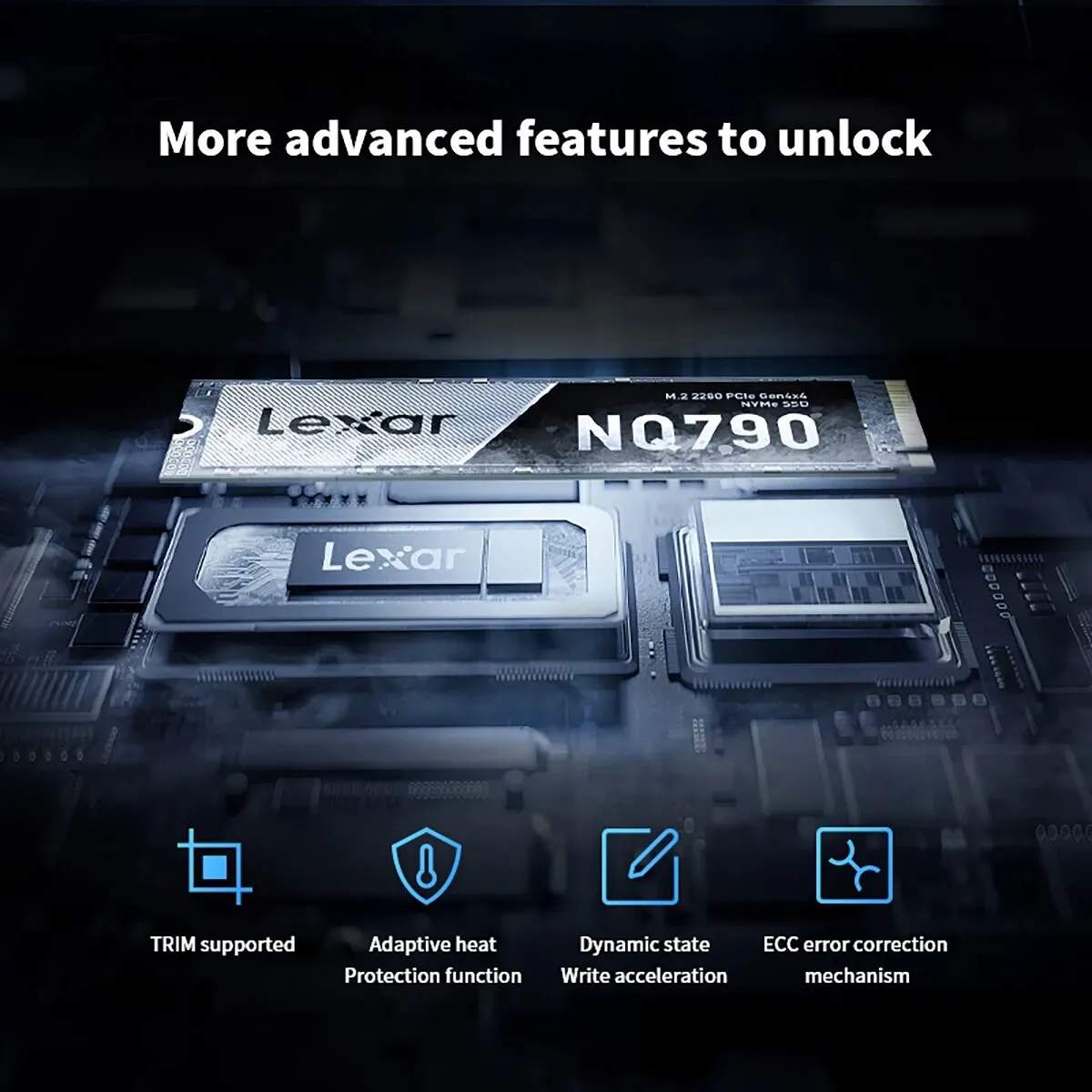 Lexar โซลิดสเตตไดรฟ์ NQ790 M.2อินเตอร์เฟซ SSD NVMe โปรโตคอล PCIe4.0x4การเล่นเกม2TB 1TB ความบันเทิงสำหรับการเล่นเกมพีซีแล็ปท็อป PS5