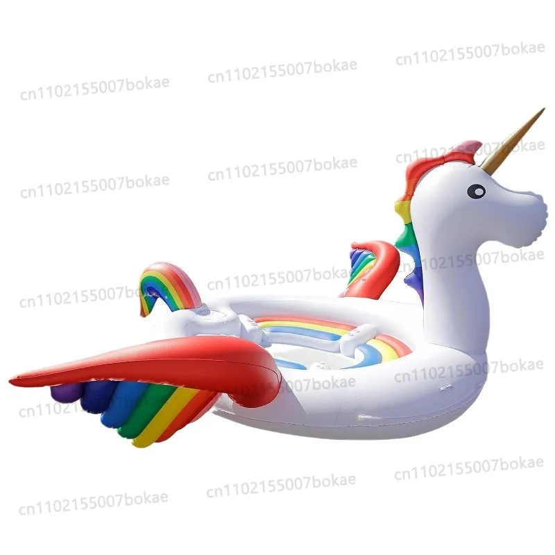 Inflatable floating bed giant unicorn 4-person water floating island inflatable riding horse view 4