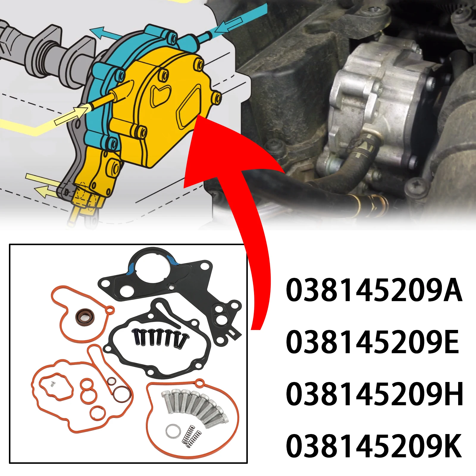 Vacuum Tandem Fuel Pump Gasket Seal Repair Kit For Audi A4 A6 VW Bora Caddy Golf Passat Touran 1.9 2.0 TDI 038145209A 038145209E