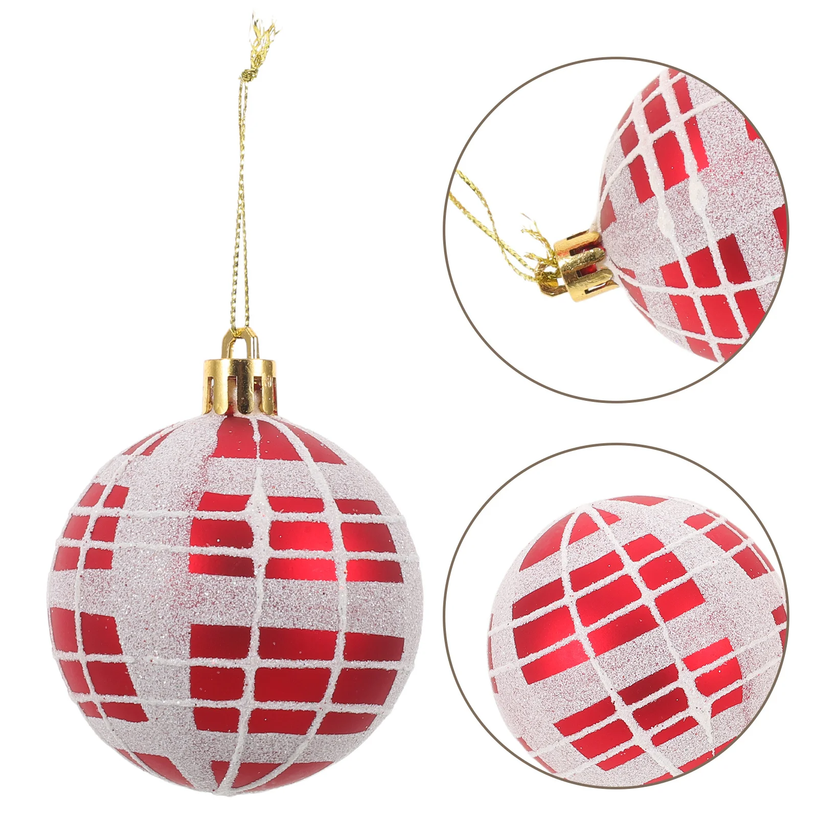 

6Pcs Tartan Plaid Christmas Ornaments Shatterproof Plastic Ball Hanging Decor Xmas Tree Baubles for Festive Gatherings