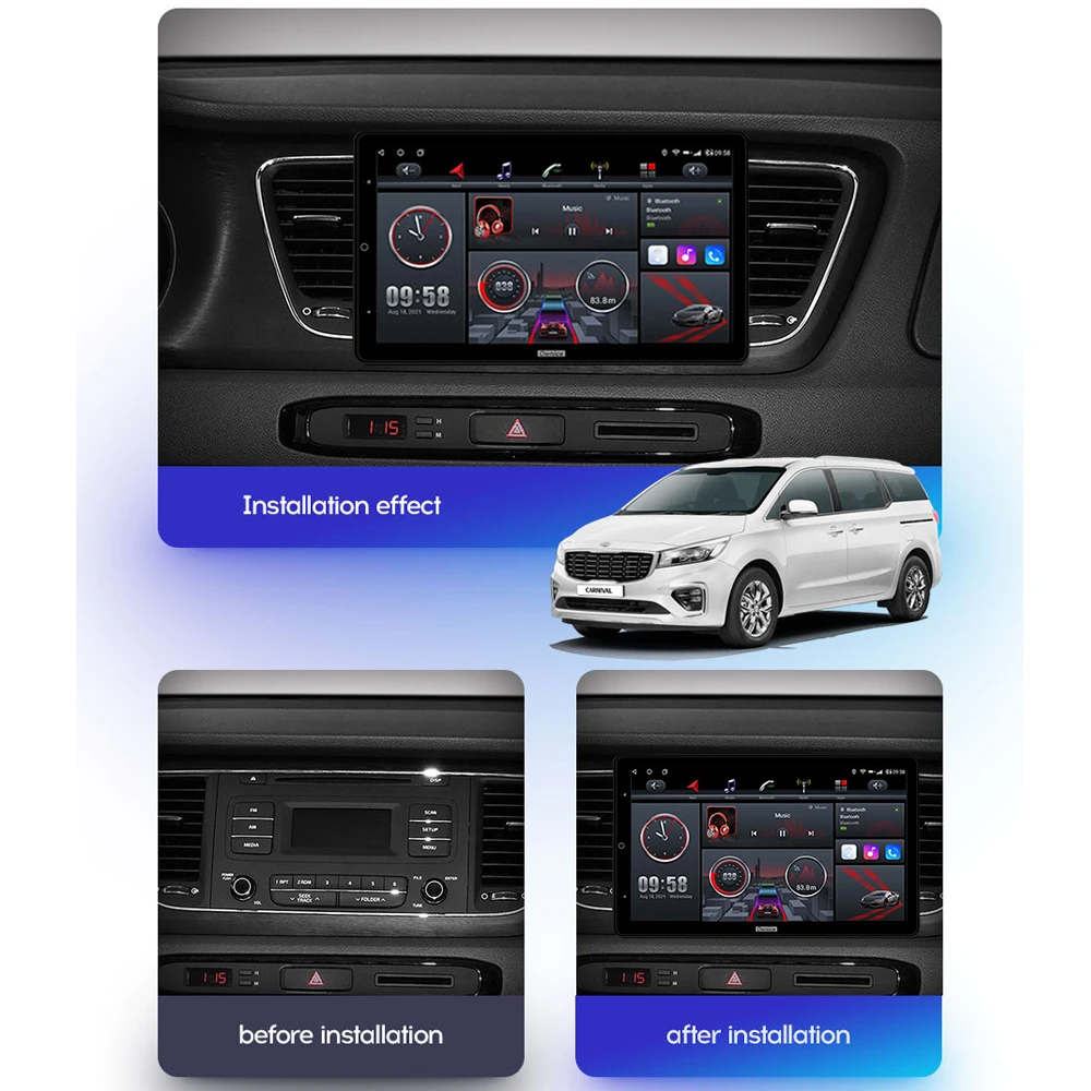 Carplay QLED Auto Android 10 Car Radio Multimedia Player Autoradio GPS Navigation Bluetooth For Kia Carnival SEDONA 2014-2020