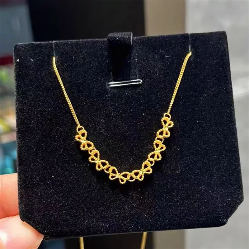 

Новинка 2023 года, женское золотое ожерелье 18 карат AU750 — шесть маленьких бабочек, элегантная высококачественная цепочка на ключицу, подарок на вечеринку/день рождения оптом