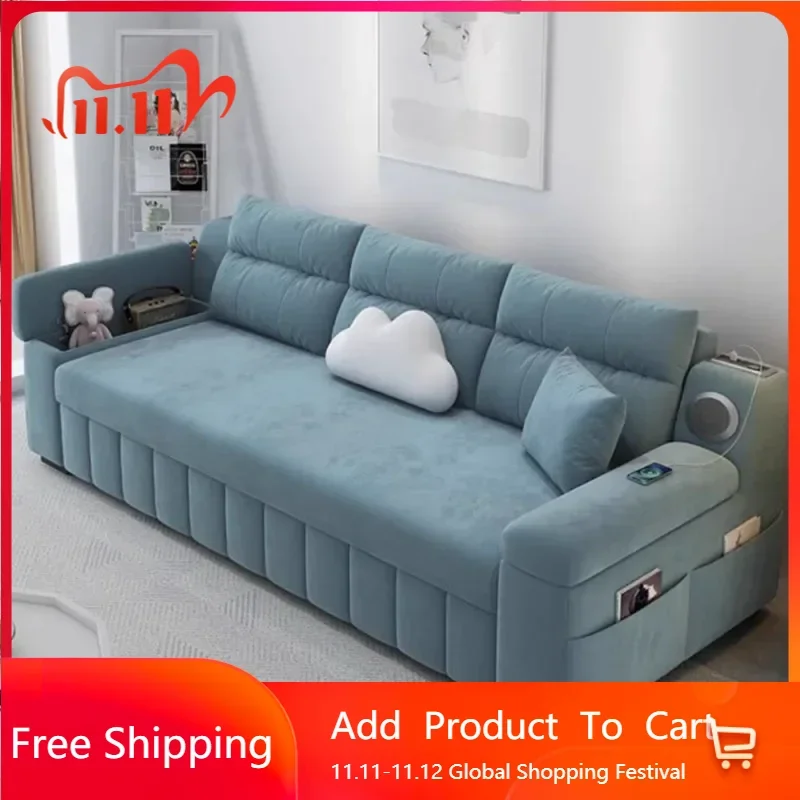 

Creative Velvet Soft Couches Storage USB Designer Foldable Balcony Sofa Bed Speaker Designer Relaxing Schlafsofa Home Furniture