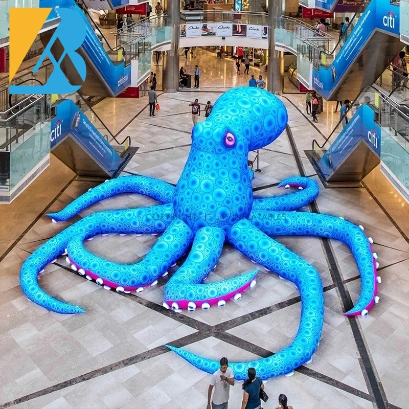 Op Maat Gemaakte Grote Strandfeestballonnen Grote Blauwe Luchtgeblazen Octopus Voor Decoratiespeelgoed