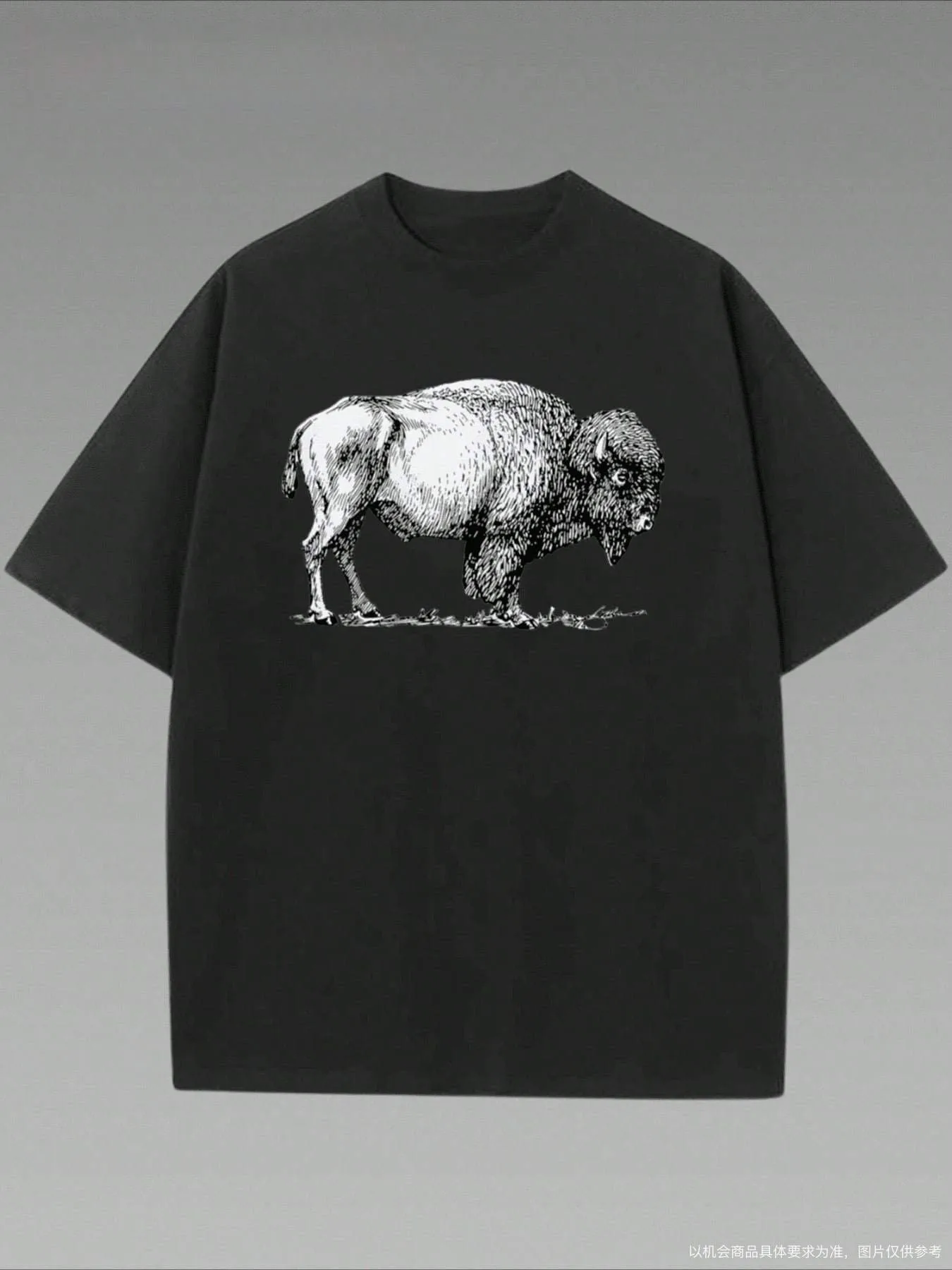 

1 piece of retro and nostalgic American Bison simple T-shirt, 220g heavy pure cotton T-shirt
