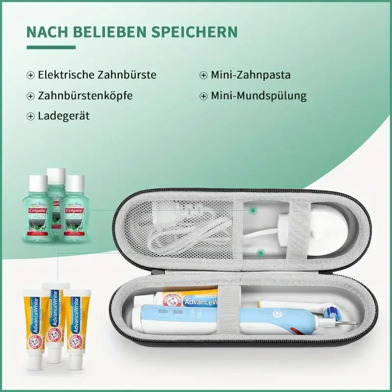 Shockproof & Waterproof Electric Toothbrush Travel Case - Large Capacity, EVA Protective Organizer for Brushes, Heads, Charger &