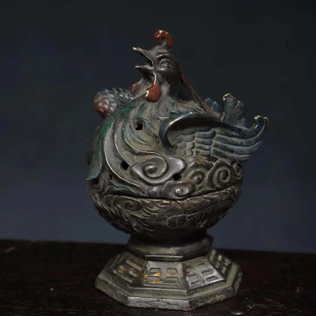 Old copper hand-made copper bird censer statue,#02,Free shipping