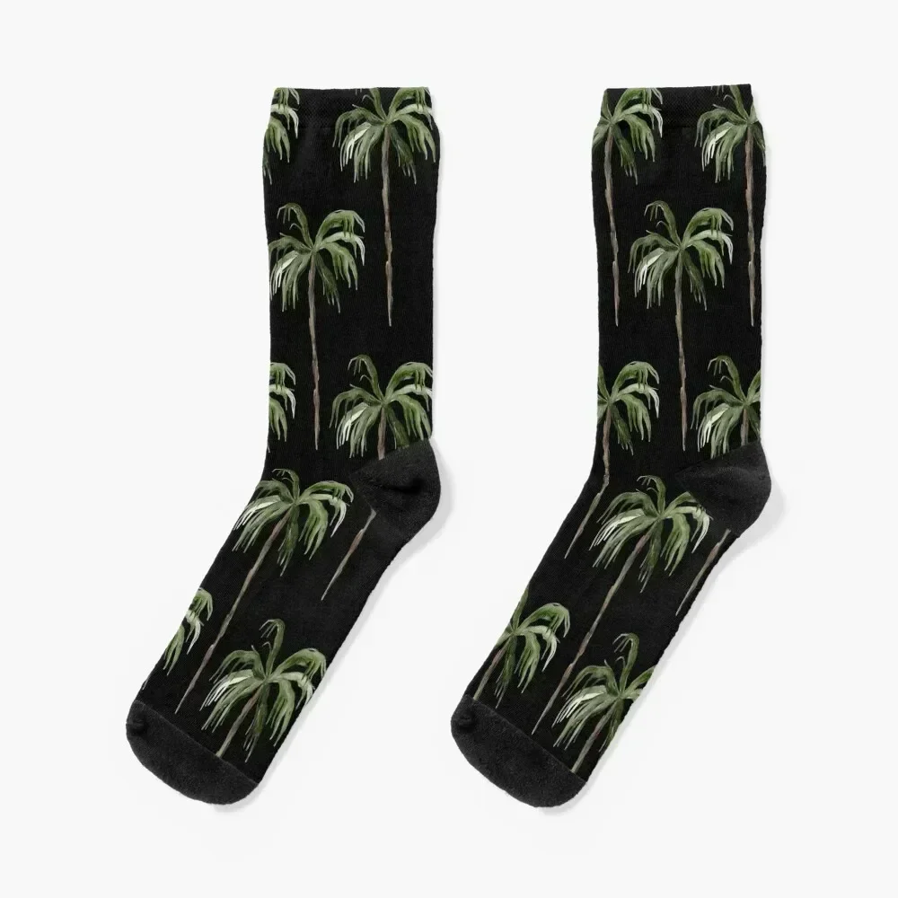 

Watercolour Palm Tree Pattern Socks anti slip football FASHION colored Rugby Male Socks Women's