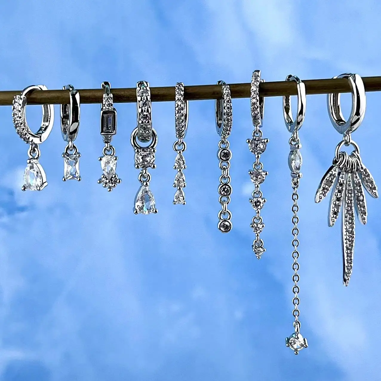 925 Sterling Silver Ear Needle Crystal Zircon Tassel Pendant Hoop Earrings Retro Small Fragrance Style High Jewelry Women Gifts