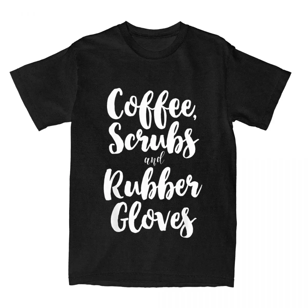 Coffee Scrubs And Rubber Gloves Cute Nurse Gift Christmas T Shirt Men Cotton T-Shirts Practitioner Tee Shirt Clothing Original