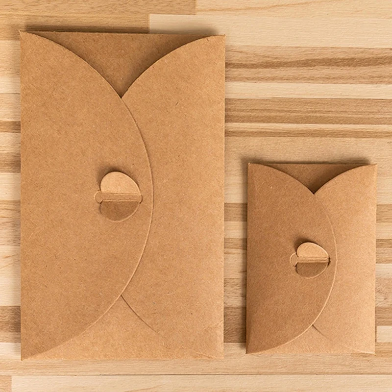 100Pcs Kraft Mini Envelopes Brown Kraft Envelopes Retro Love Kraft Paper For Gift Cards And Business Cards 17.5X11cm