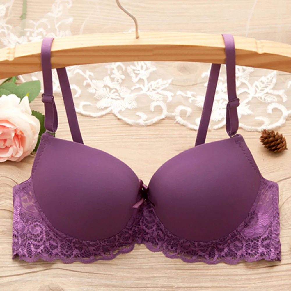 Sexy Lingerie Push Up Padded Bras for Women Lace Plus Size Bra Add Two Cup Underwire Prevent Sagging Brassiere 75 80 85 B Cup