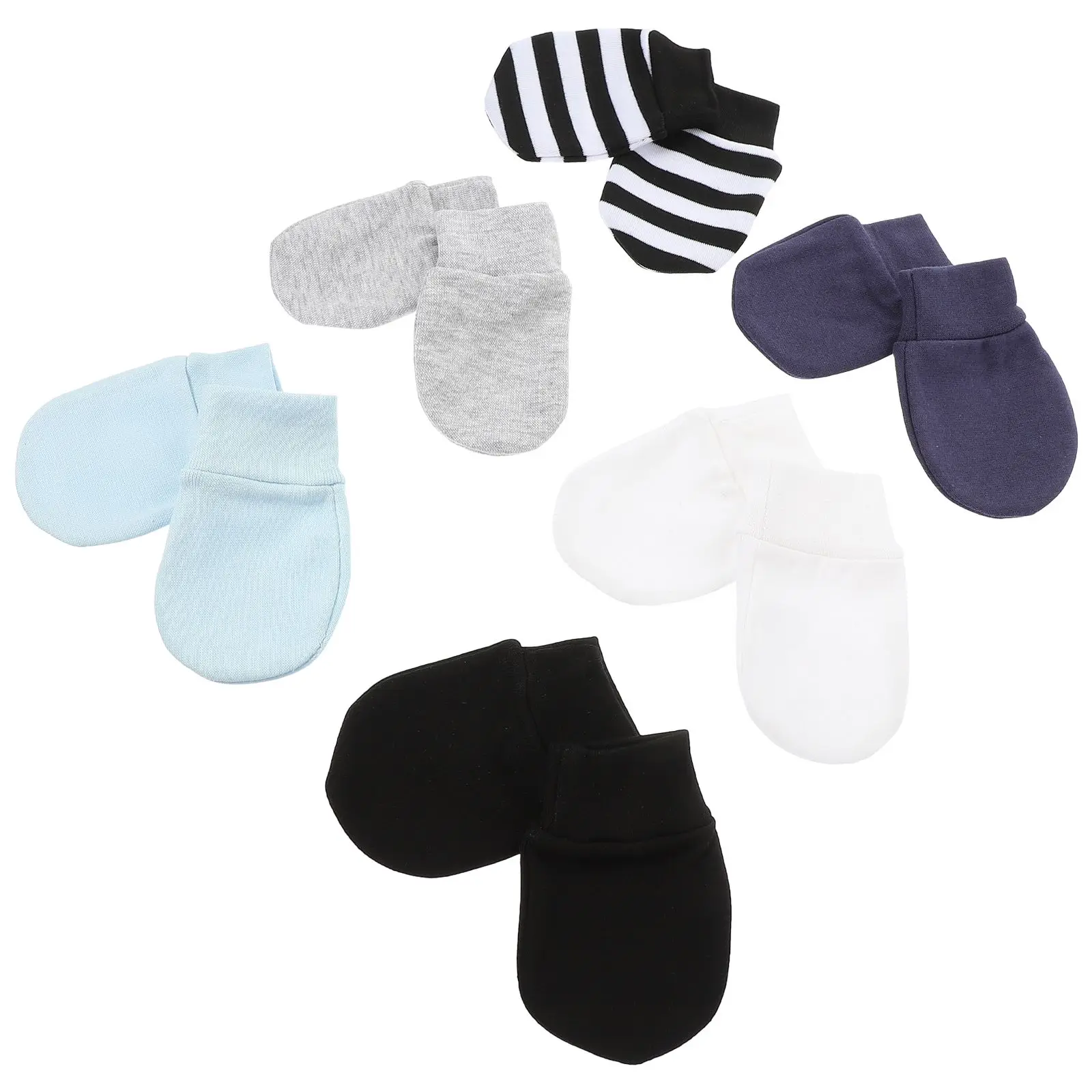 

6 Pairs Baby Anti Scratch Mittens Cotton Infant Gloves Newborn Hand Protectors Warm Soft No Deform Washable White Gray Black