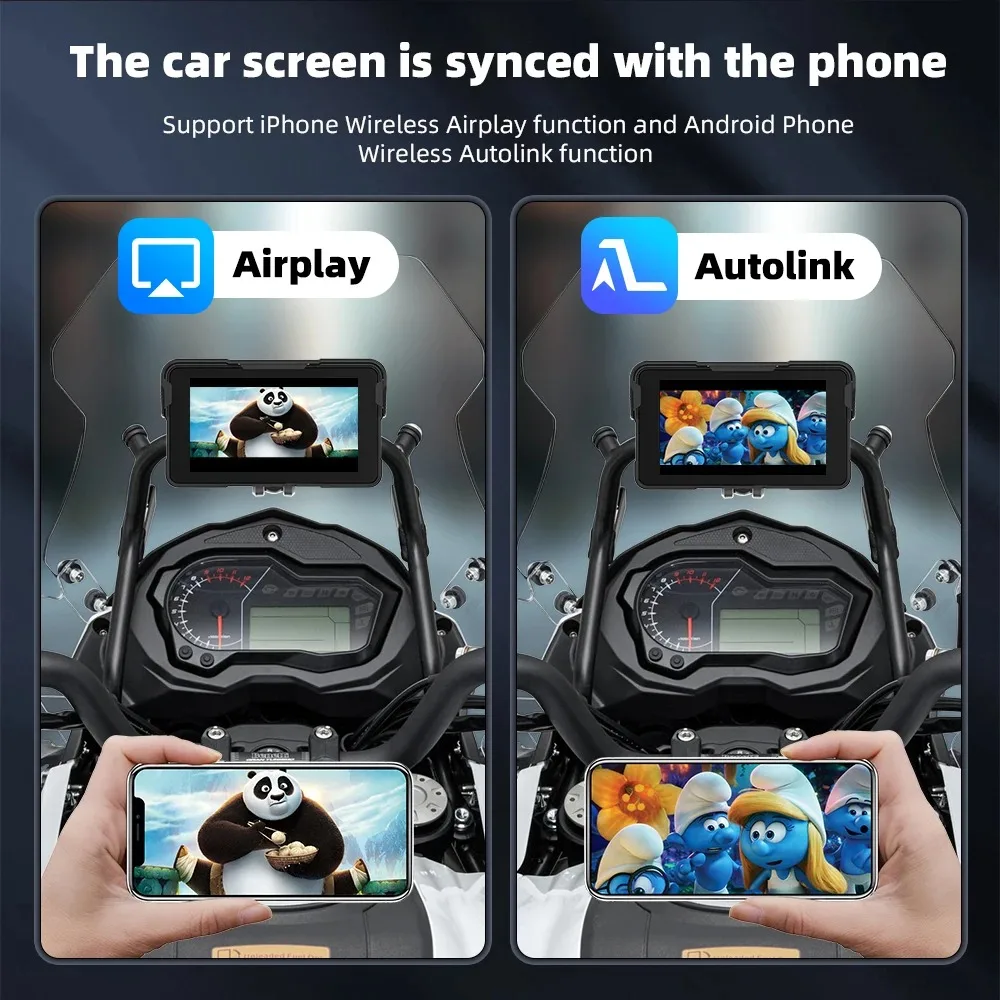 5 inch Portable Digital Motorcycle Dashboard GPS Motorcycle Navigation Display Screen Wireless CarPlay Moto Android Auto