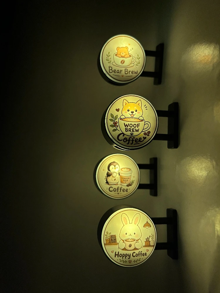 Coffee Themed Glowing Light Up Fridge Magnet Magnetic Mini Coffee Atmosphere Light Board Side Fridge Glowing Decor