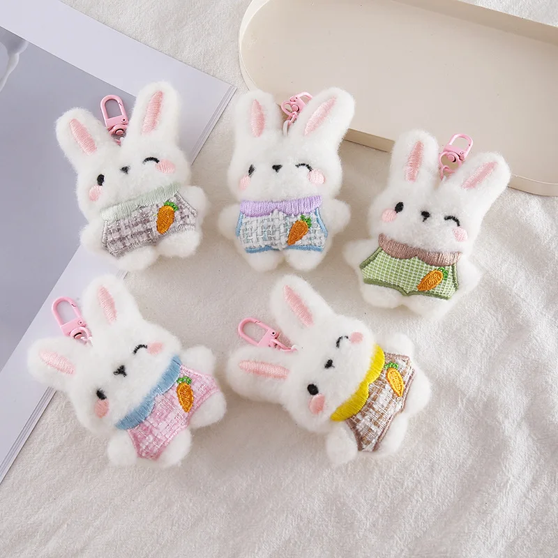 1Pcs Nette Plüsch Kaninchen Puppe Spielzeug Schlüsselbund Tasche Anhänger Charme Auto Schlüsselring Zubehör Für Frauen Paare Kawaii Geburtstag Geschenk