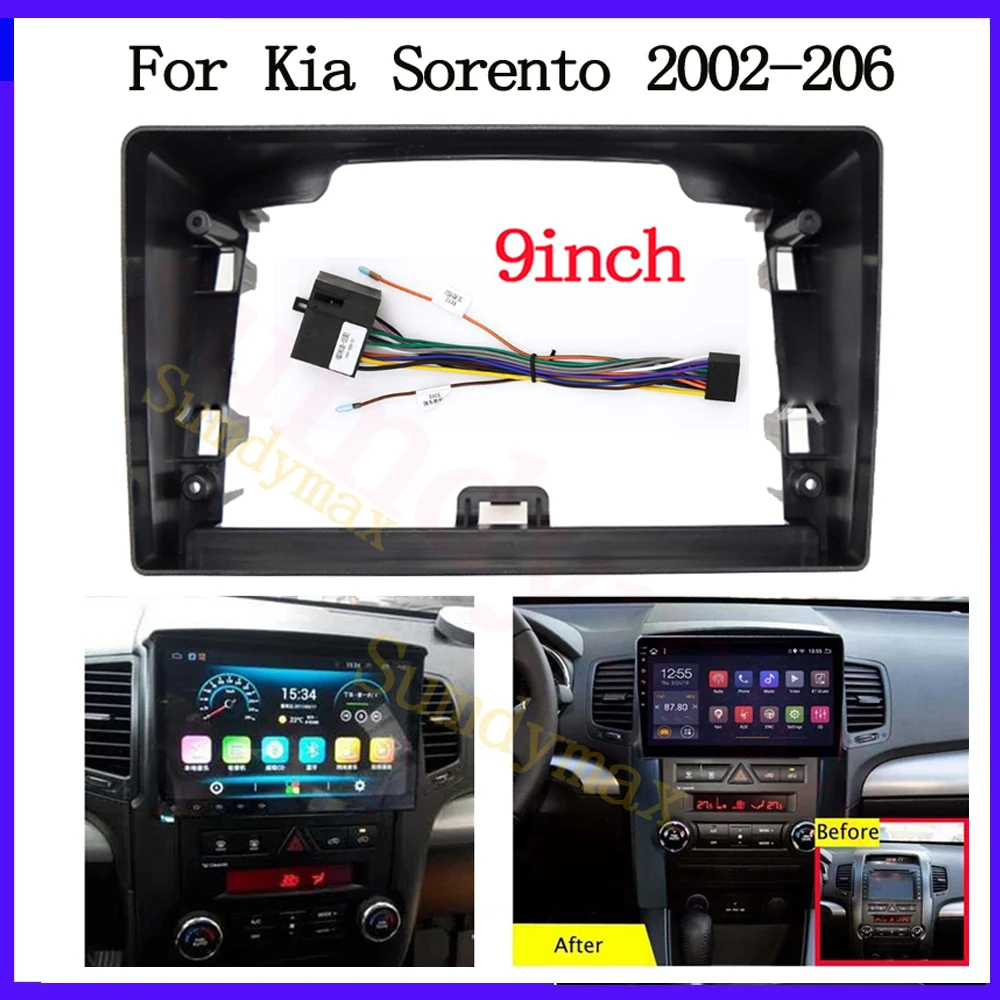 

9 inch 2 Din Car Radio Fascia Frame For Kia Sorento 2002 2003 2004 2005 2006 big screen android car Radio Dash Fitting Panel Kit