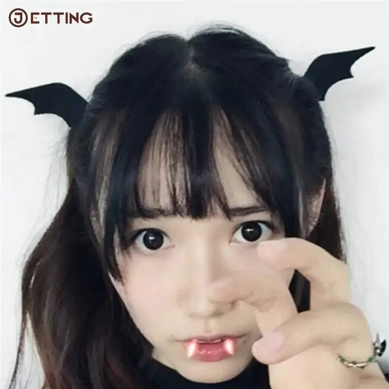 1pair Halloween Party Headwear Bat Wings Mini Hairpins Hair Clips Barrette  Women Girls Novelty Horror Hair Accessories