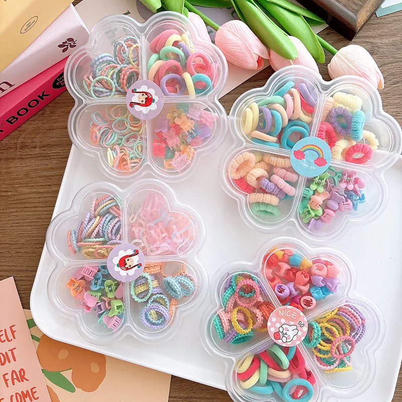 Candy Color Children Girls Hair Tie Accessories Set Gift Box Mini Ties Cute Princess Headbands No Damage Baby Hair Band Headwear