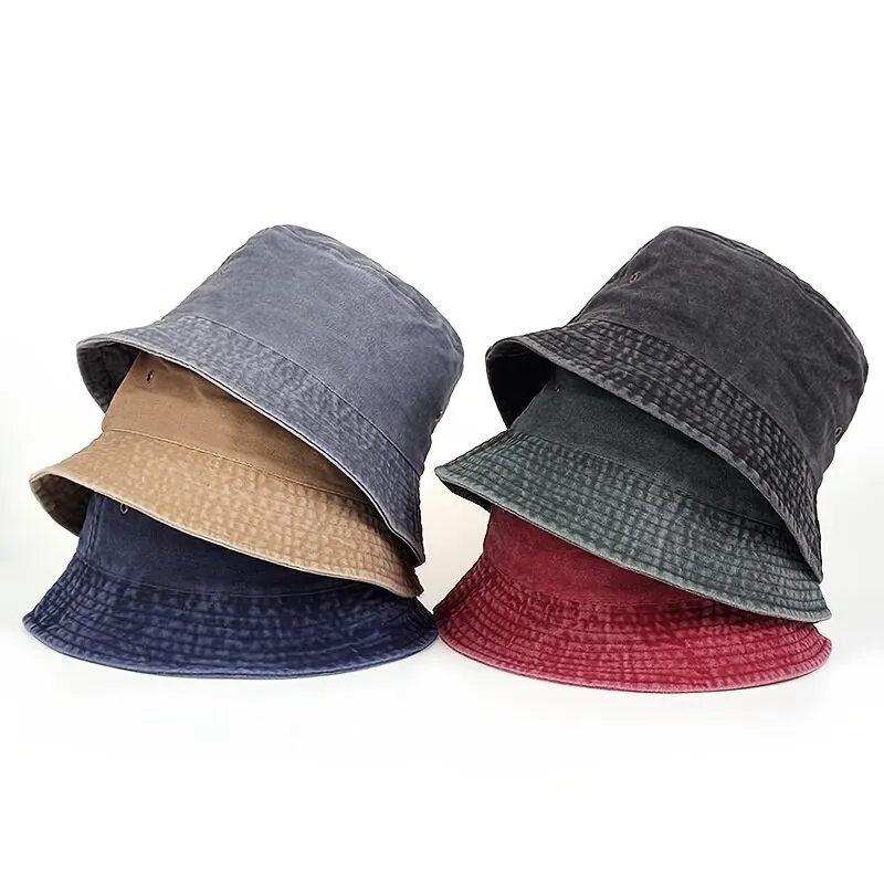 Unisex Solid Color Personality Bucket Hats Fishermen Caps Outdoor Casual Cap Sunscreen Hat