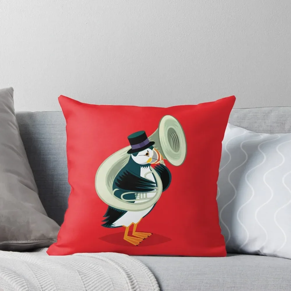 Puffin On A Tuba Throw Pillow Couch Pillows Sofa Cushions Covers pillow pillowcase Custom Cushion Photo pillow